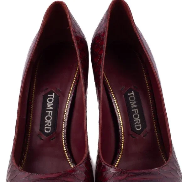 TOM FORD dark red python leather stiletto heel shoes - Picture 7 of 8